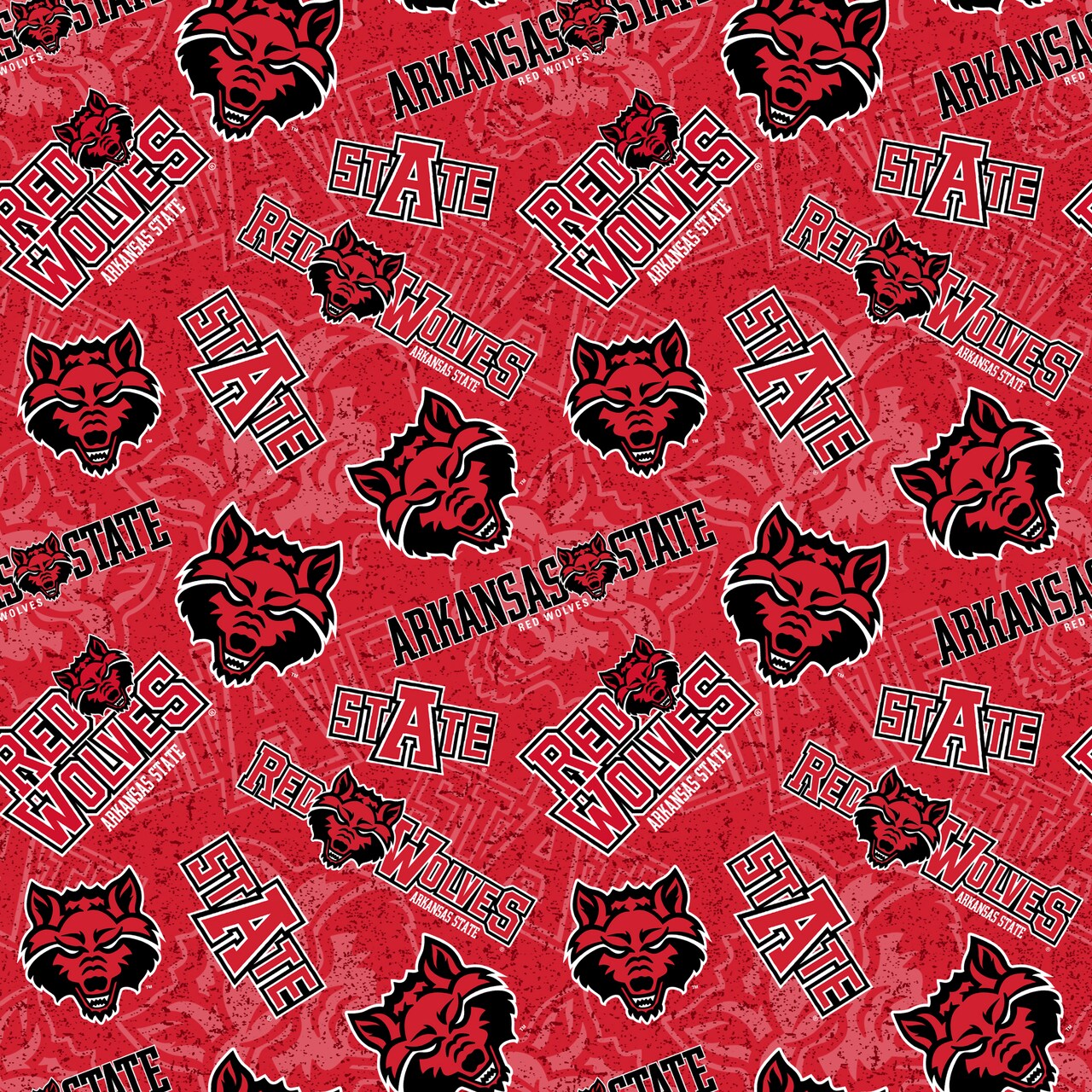 Sykel Enterprises-Arkansas State University Cotton Fabric-Arkansas State Red Wolves Tone On Tone Cotton Quilting Fabric